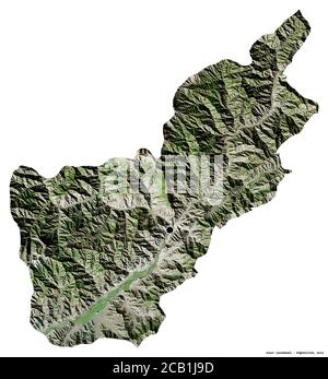 Forme de Kunar, province d'Afghanistan, avec sa capitale isolée sur fond blanc. Imagerie satellite. Rendu 3D Banque D'Images