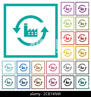 Rétablir les valeurs par défaut des icônes de couleur plate avec des cadres de quadrant sur fond blanc Illustration de Vecteur