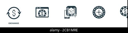 Icône Exchnge. Elément simple de la collection de casino. Icône Creative Exchnge pour la conception Web, les modèles, les infographies et bien plus encore Illustration de Vecteur