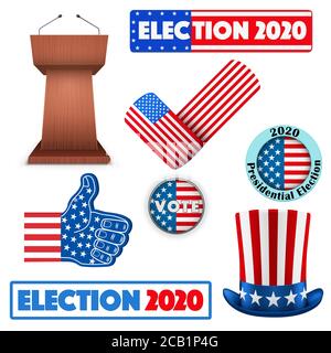 Symboles de l'élection des États-Unis 2020 Illustration de Vecteur