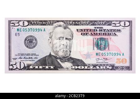 Vue rapprochée d'un dollar américain de 50. Banque D'Images