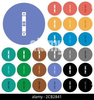 Icônes plates multicolores de la barre de défilement verticale sur fond rond. Inclut des variantes d'icônes blanches, claires et sombres pour les effets de survol et d'état actif, Illustration de Vecteur