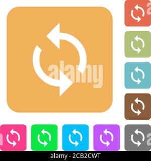 Icônes plates en boucle de programmation sur des arrière-plans carrés arrondis aux couleurs vives. Illustration de Vecteur