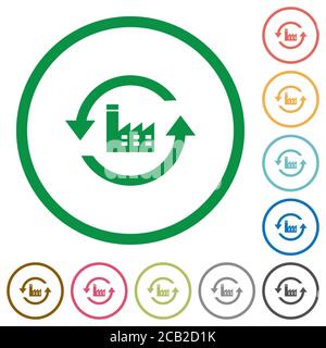 Rétablir les valeurs par défaut des icônes de couleur plate dans les contours ronds sur fond blanc Illustration de Vecteur