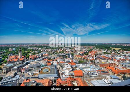 Centre ville de Leipzig depuis les airs Banque D'Images