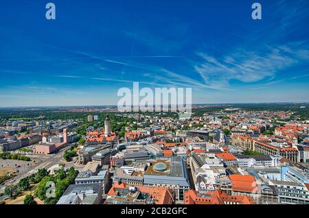 Centre ville de Leipzig depuis les airs Banque D'Images