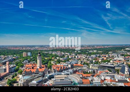 Centre ville de Leipzig depuis les airs Banque D'Images