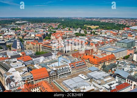 Centre ville de Leipzig depuis les airs Banque D'Images