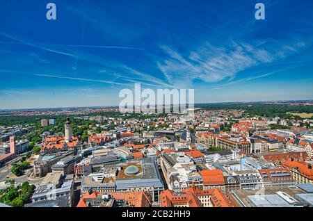 Centre ville de Leipzig depuis les airs Banque D'Images