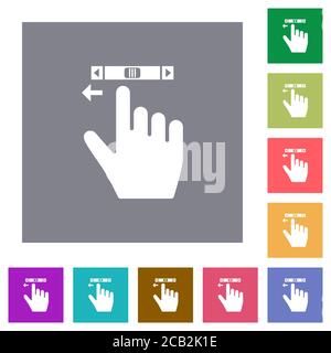 faites défiler les icônes du mouvement gauche vers la droite sur une couleur simple fonds carrés Illustration de Vecteur