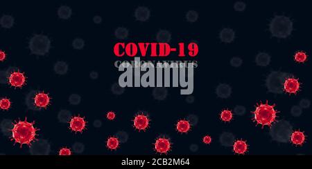 Illustration COVID-19 fond sombre, présentation 3d du coronavirus illustration 3D du 2019-nCOV, numérique abstrait SARS-COV-2 haute résolution Banque D'Images