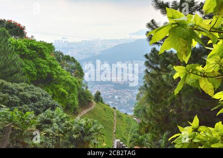 Vue depuis la colline de Penang sur la ville de George. Penang Island, Malaisie. Banque D'Images