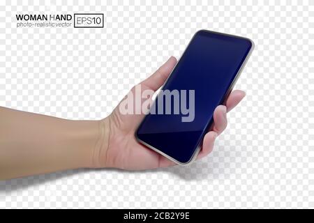 une main femelle tient un smartphone Illustration de Vecteur