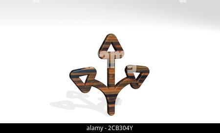 Stratégie diviser l'icône 3D debout sur le sol. Illustration 3D. Entreprise et concept Banque D'Images