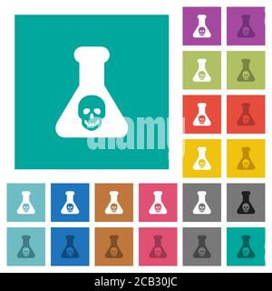 Des icônes plates multicolores d'expériences chimiques dangereuses sur des fonds carrés simples. Variantes d'icônes blanches et foncées incluses pour un effet de survol ou actif Illustration de Vecteur