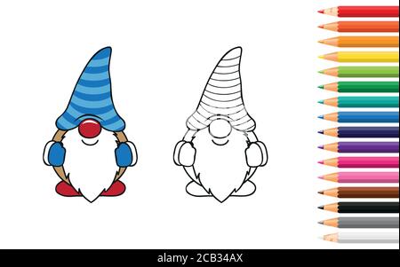 Pour nain mignon de coloriage, crayons illustration vecteur EPS10 Illustration de Vecteur