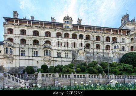 France, Loir et cher, Vallée de la Loire classée au patrimoine mondial de l'UNESCO, Blois, Château de Blois, château royal, façade des Loges dans l'aile François I // F Banque D'Images