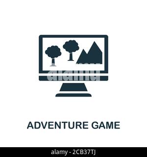 Icône jeu d'aventure. Élément simple de la collection de développement de jeux. Icône de jeu d'aventure rempli pour modèles, infographies et plus encore Illustration de Vecteur