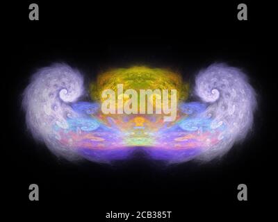 Octopus fractal coloré dans l'espace, isolé sur fond noir, arrière-plan abstrait généré par ordinateur, rendu 3D Banque D'Images