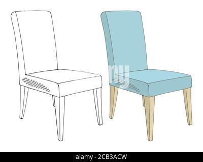 Schéma de chaise noir couleur blanc isolé esquisse vecteur d'illustration Illustration de Vecteur