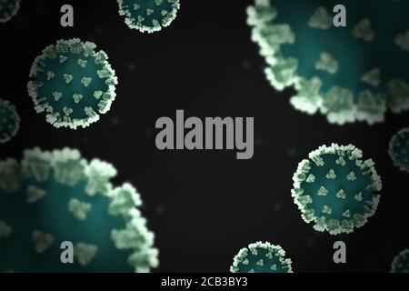 Illustration numérique des particules vertes du coronavirus avec espace pour le texte Banque D'Images