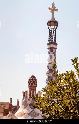 Antonio Gaudí's Park Güell à Barcelone Modernisme architecture, Espagne. Banque D'Images