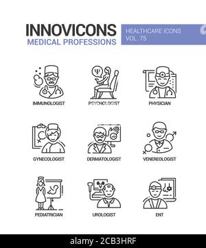 Professions médicales line style design icons set Illustration de Vecteur