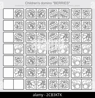 Dominos pour enfants. Photos de fruits Illustration de Vecteur