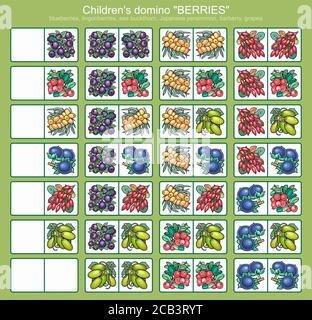 Dominos pour enfants. Photos de fruits. Illustration de Vecteur