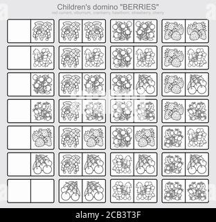 Dominos pour enfants. Photos de fruits Illustration de Vecteur