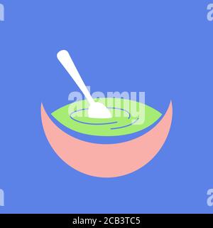 Bol à soupe de légumes sains vecteur coloré symbole simple. Illustration de Vecteur