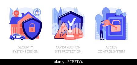 Illustrations vectorielles abstraites de concept des services de sécurité de la construction. Illustration de Vecteur