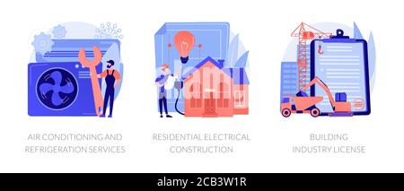 Illustrations vectorielles abstraites de concept de services aux entrepreneurs du constructeur. Illustration de Vecteur