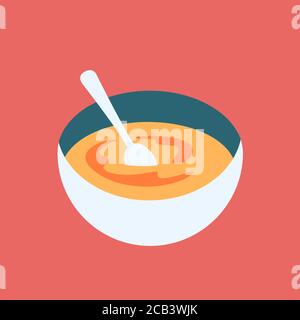 Bol à soupe gastronomique coloré et délicieux élément Vector. Illustration de Vecteur