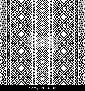 Motifs ethnique persan sans couture motifs dessein vecteur noir blanc couleur Banque D'Images