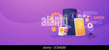 Concept de bannière Web de développement d'applications d'enceintes intelligentes. Illustration de Vecteur