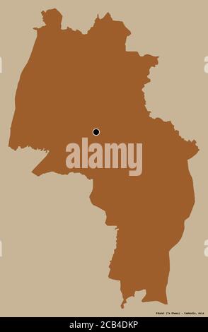 Forme de Kândal, province du Cambodge, avec sa capitale isolée sur un fond de couleur unie. Composition des textures répétées. Rendu 3D Banque D'Images