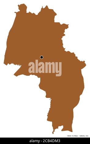 Forme de Kândal, province du Cambodge, avec sa capitale isolée sur fond blanc. Composition des textures répétées. Rendu 3D Banque D'Images