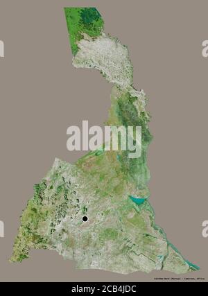 Forme d'Extrême-Nord, région du Cameroun, avec sa capitale isolée sur un fond de couleur unie. Imagerie satellite. Rendu 3D Banque D'Images