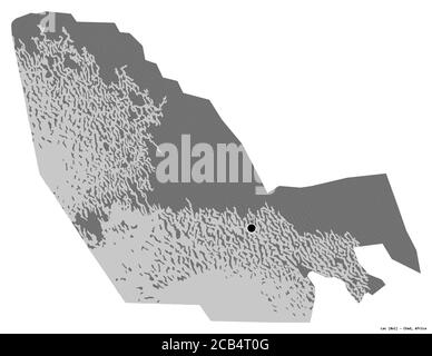 Forme du Lac, région du Tchad, avec sa capitale isolée sur fond blanc. Carte d'élévation à deux niveaux. Rendu 3D Banque D'Images