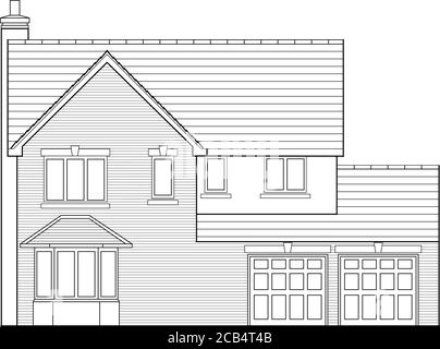 Dessin vectoriel d'une maison individuelle moderne, adapté à une utilisation comme image sur la carte de visite d'un agent immobilier ou d'un promoteur immobilier. Illustration de Vecteur