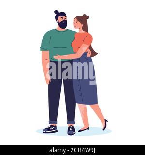 Joyeux couple.fille avec le vitiligo sur sa peau Illustration de Vecteur