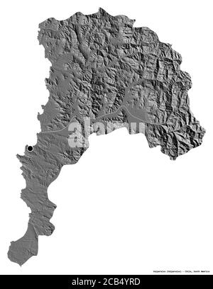 Forme de Valparaíso, région du Chili, avec sa capitale isolée sur fond blanc. Carte d'élévation à deux niveaux. Rendu 3D Banque D'Images