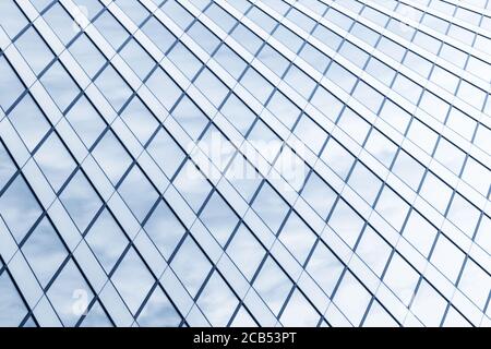 texture architecturale abstraite bleu clair, détail des murs de construction en verre et en métal Banque D'Images