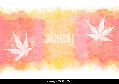 Feuille d'érable d'automne japonaise abstrait sur aquarelle jaune rouge naturelle peinture à la main sur l'arrière-plan Banque D'Images
