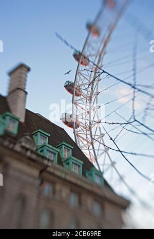 La grande roue London Eye Ferris domine un bâtiment Banque D'Images