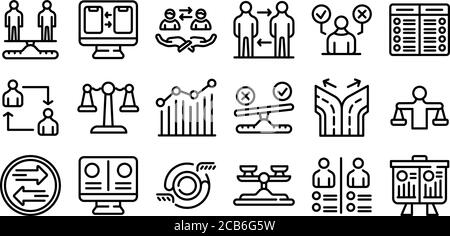 Jeu d'icônes de comparaison, style de contour Illustration de Vecteur