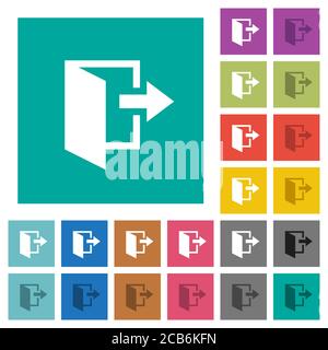 Laissez les icônes plates multicolores sur des fonds carrés simples. Inclut des variantes d'icône blanche et foncée pour les effets de survol ou actifs. Illustration de Vecteur