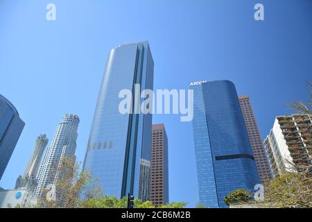 LOS ANGELES, CA, Etats-Unis - 28 MARS 2018 : gratte-ciels dans le centre-ville de Los Angeles. Banque D'Images