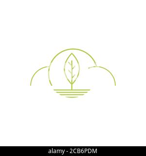 symbole de vecteur du logo du changement climatique. simple shilhoutte d'éléments nuagés et verts pour un symbole de changement de température naturel. Illustration de Vecteur